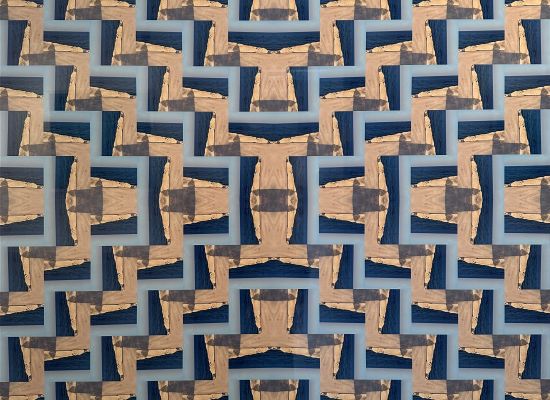 MARWA ALKHALIFA - Sea Reversed Layout, 81 x 81 cm, Photomontage on acrylic sheet and aluminum backing, 2023